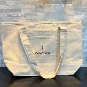 NWOT Crate and Barrel Canvas Tote Bag